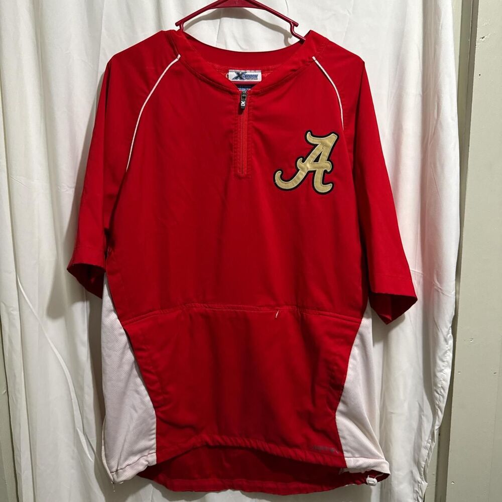 Men Red and White Alabama Crimson Tide quarter zip jersey